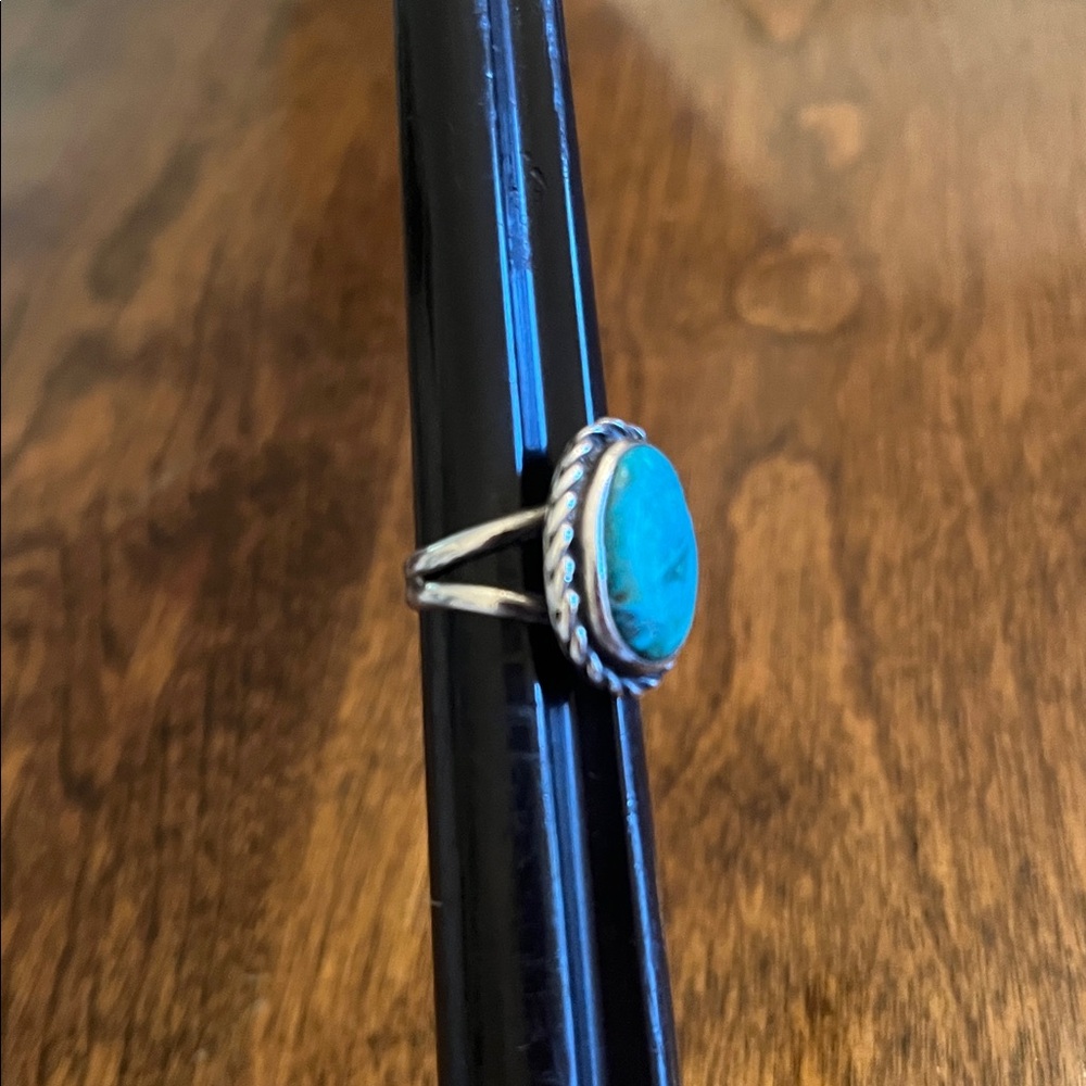 Turquoise ring size 4.5 Unmarked but tested - Picture 7 of 9